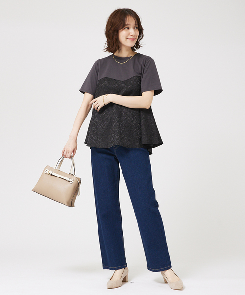 セール】ジャガードコンビプルオーバー（Tシャツ/カットソー