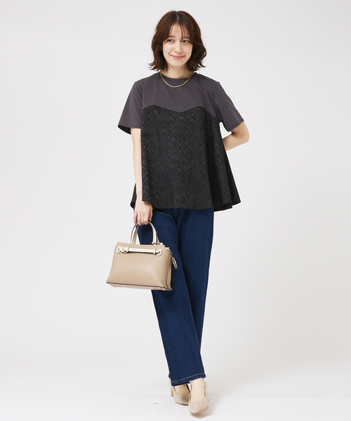 abahouse mavie（アバハウスマヴィ）の「ジャガードコンビプルオーバー（Tシャツ/カットソー・レディース・ホワイト/ブラック/チャコールグレー・フリー）」の12枚目の写真