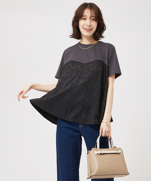 abahouse mavie（アバハウスマヴィ）の「ジャガードコンビプルオーバー（Tシャツ/カットソー・レディース・ホワイト/ブラック/チャコールグレー・フリー）」の14枚目の写真