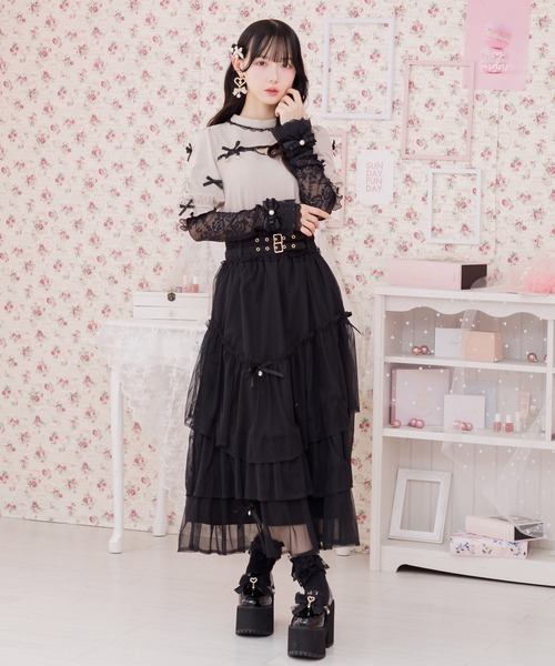 アームウオーマー付き Ribbon Cat Tシャツ | Rlab store