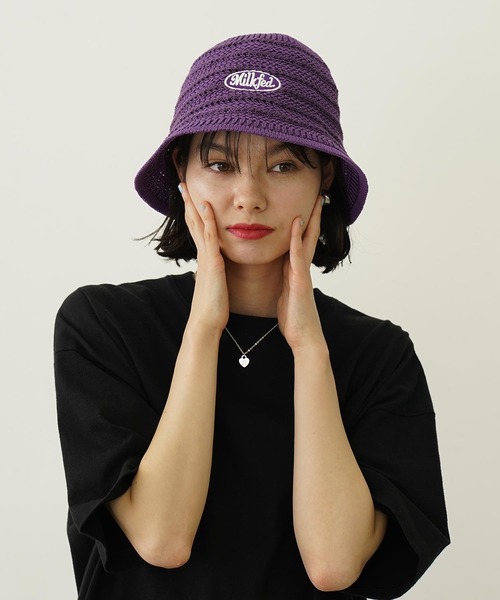 MILKFED.（ミルクフェド）の「LOGO EMBROIDERY KNIT HAT（ハット・レディース・パープル/アッシュ/ブラック・ONE SIZE）」の5枚目の写真