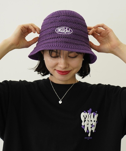 MILKFED.（ミルクフェド）の「LOGO EMBROIDERY KNIT HAT（ハット・レディース・パープル/アッシュ/ブラック・ONE SIZE）」の6枚目の写真