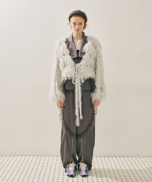 J1U by LA BELLE ETUDE（ジユウバイラベルエチュード）の「2WAYループフェザー×かぎあみニット（ニット/セーター・レディース・ライトグレー/ライトグリーン/チャコールグレー・FREE）」の14枚目の写真