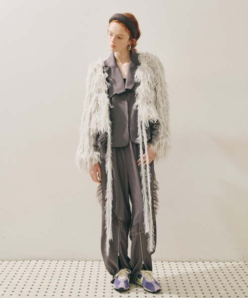 J1U by LA BELLE ETUDE（ジユウバイラベルエチュード）の「2WAYループフェザー×かぎあみニット（ニット/セーター・レディース・ライトグレー/ライトグリーン/チャコールグレー・FREE）」の17枚目の写真