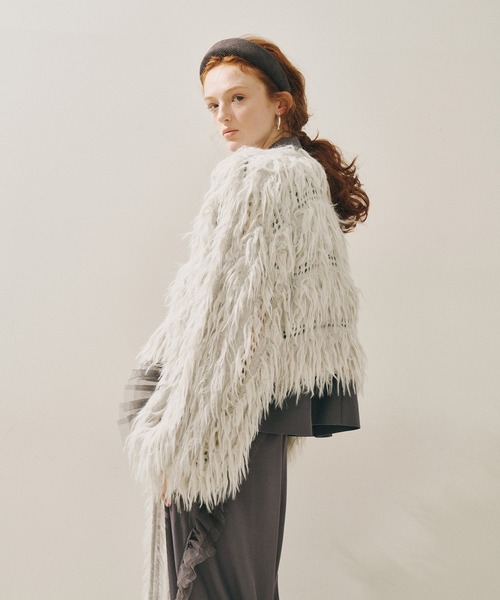 J1U by LA BELLE ETUDE（ジユウバイラベルエチュード）の「2WAYループフェザー×かぎあみニット（ニット/セーター・レディース・ライトグレー/ライトグリーン/チャコールグレー・FREE）」の8枚目の写真