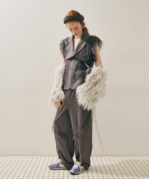 J1U by LA BELLE ETUDE（ジユウバイラベルエチュード）の「2WAYループフェザー×かぎあみニット（ニット/セーター・レディース・ライトグレー/ライトグリーン/チャコールグレー・FREE）」の19枚目の写真