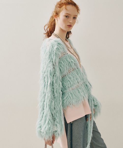 J1U by LA BELLE ETUDE（ジユウバイラベルエチュード）の「2WAYループフェザー×かぎあみニット（ニット/セーター・レディース・ライトグレー/ライトグリーン/チャコールグレー・FREE）」の21枚目の写真