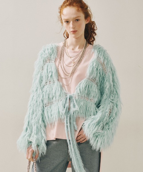 J1U by LA BELLE ETUDE（ジユウバイラベルエチュード）の「2WAYループフェザー×かぎあみニット（ニット/セーター・レディース・ライトグレー/ライトグリーン/チャコールグレー・FREE）」の20枚目の写真