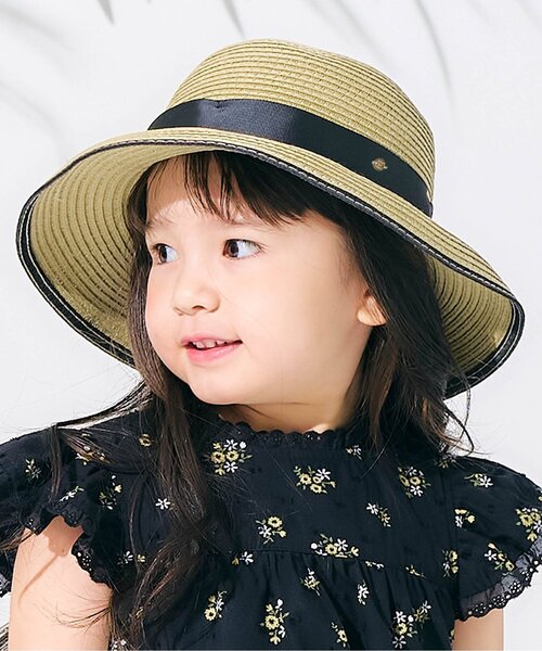 apres les cours（アプレレクール）の「リボンストローハット（ハット・キッズ・ブラック/アイボリー・54/48/50/52）」の2枚目の写真