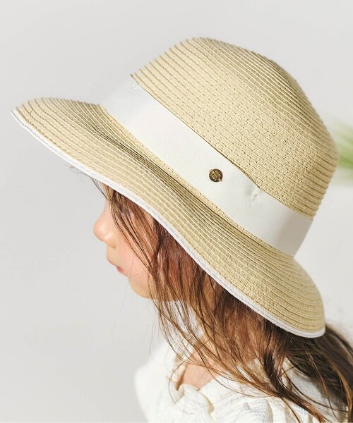 apres les cours（アプレレクール）の「リボンストローハット（ハット・キッズ・ブラック/アイボリー・54/48/50/52）」の5枚目の写真