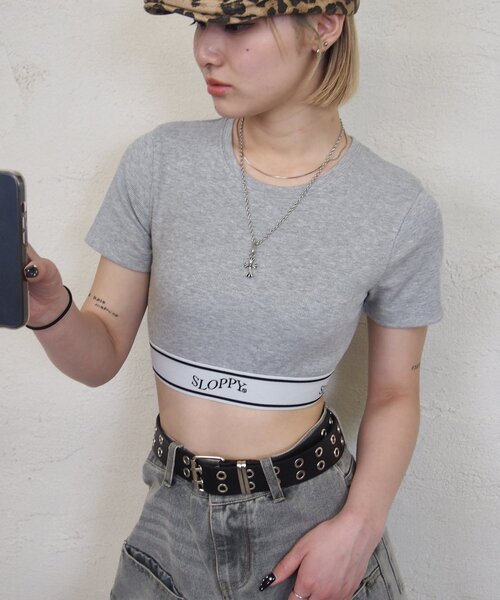 WHO'S WHO gallery（フーズフーギャラリー）の「【SLOPPY/スロッピー】ラインゴムTEE（Tシャツ/カットソー・レディース・グレー/ブラック/ホワイト・FREE）」の3枚目の写真
