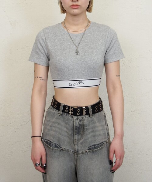 WHO'S WHO gallery（フーズフーギャラリー）の「【SLOPPY/スロッピー】ラインゴムTEE（Tシャツ/カットソー・レディース・グレー/ブラック/ホワイト・FREE）」の8枚目の写真
