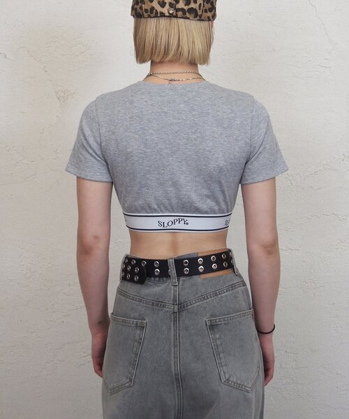 WHO'S WHO gallery（フーズフーギャラリー）の「【SLOPPY/スロッピー】ラインゴムTEE（Tシャツ/カットソー・レディース・グレー/ブラック/ホワイト・FREE）」の6枚目の写真