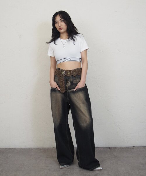 WHO'S WHO gallery（フーズフーギャラリー）の「【SLOPPY/スロッピー】ラインゴムTEE（Tシャツ/カットソー・レディース・グレー/ブラック/ホワイト・FREE）」の4枚目の写真