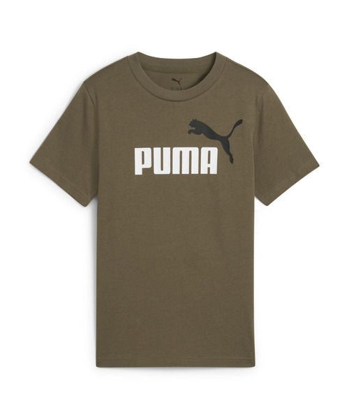 PUMA（プーマ）の「プーマ PUMA ESS 2 COLOR NO.1 ロゴ Tシャツ B_（Tシャツ/カットソー・キッズ・オリーブ/ブラック/オレンジ/レッド・120cm/130cm/140cm/150cm/160cm）」の2枚目の写真