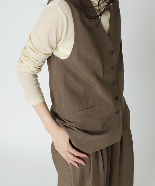 DRESSLAVE（ドレスレイブ）の「B7 / rayon linen vest(レーヨンリネンベスト)（ベスト・レディース・グレー/ブラウン・38）」の3枚目の写真