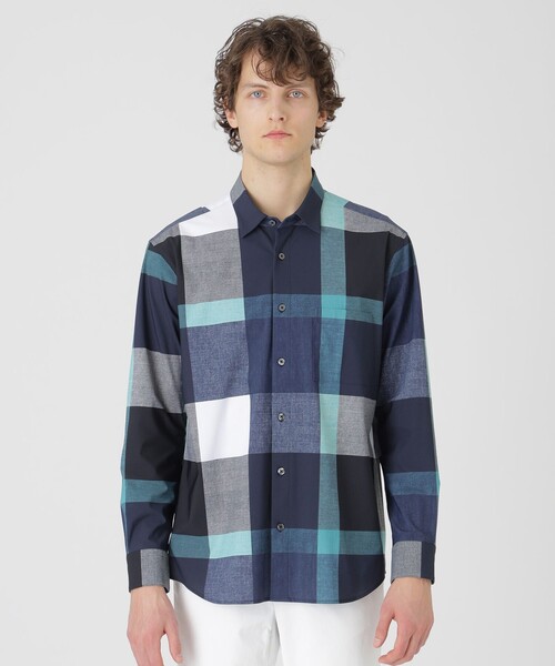 BLACK LABEL CRESTBRIDGE（ブラックレーベル・クレストブリッジ）の「ナイロントリコットクレストブリッジチェックシャツ（シャツ/ブラウス・メンズ・ライトグレー/ベージュ系その他6/ブルー系その他7・M/L/S/XL）」の3枚目の写真