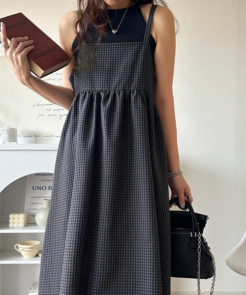 classicalelf(クラシカルエルフ)の「【S・XL 4月上旬再入荷】後ろ姿も可愛く盛れちゃう♪サッカー素材バックリボンフレアキャミワンピ(ワンピース・レディース・ブラック/ブラウン系その他/チャコールグレー×ブラック・LARGE/MEDIUM/SMALL/X-LARGE)」の20枚目の写真