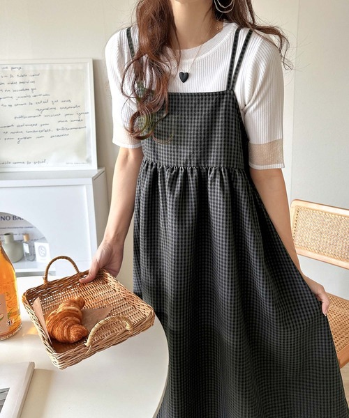 classicalelf(クラシカルエルフ)の「【S・XL 4月上旬再入荷】後ろ姿も可愛く盛れちゃう♪サッカー素材バックリボンフレアキャミワンピ(ワンピース・レディース・ブラック/ブラウン系その他/チャコールグレー×ブラック・LARGE/MEDIUM/SMALL/X-LARGE)」の15枚目の写真