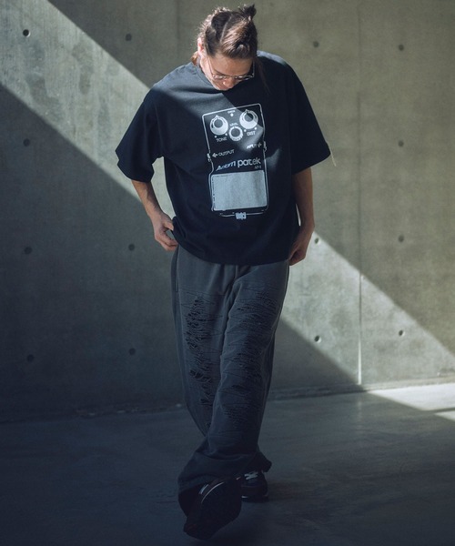 ADAMPATEK/distortion short sleeve T/エフェクタープリント半袖