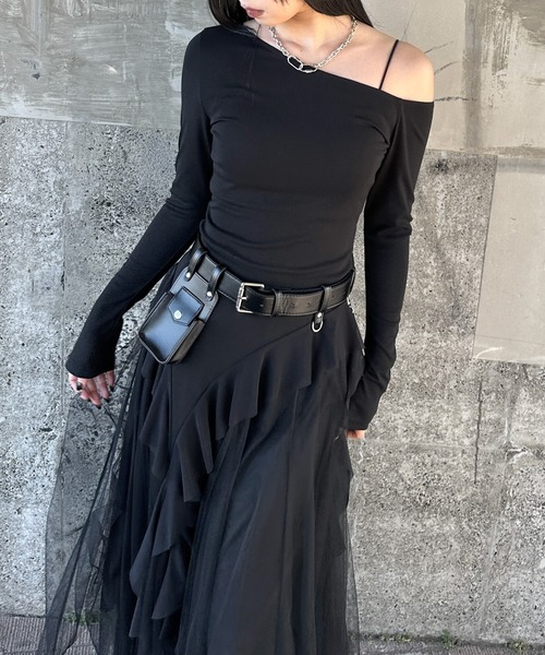 LVEU.（ラブユ.）の「【LVEU.】デザインポーチベルト / ベルト アクセサリー ケース 2way 合成皮革 合皮 ブラック（ベルト・レディース・ブラック・FREE）」の6枚目の写真