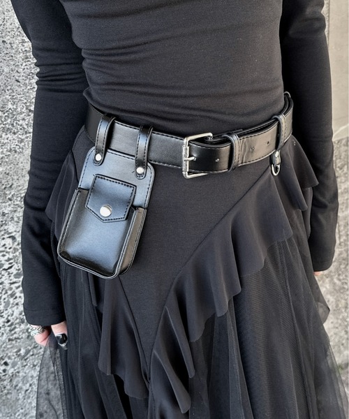 LVEU.（ラブユ.）の「【LVEU.】デザインポーチベルト / ベルト アクセサリー ケース 2way 合成皮革 合皮 ブラック（ベルト・レディース・ブラック・FREE）」の3枚目の写真