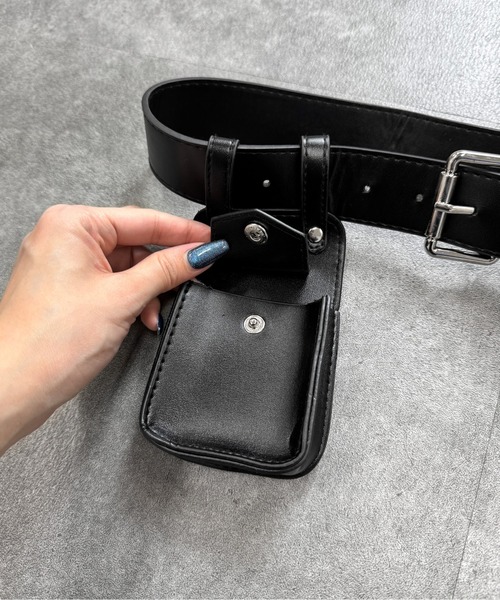 LVEU.（ラブユ.）の「【LVEU.】デザインポーチベルト / ベルト アクセサリー ケース 2way 合成皮革 合皮 ブラック（ベルト・レディース・ブラック・FREE）」の18枚目の写真