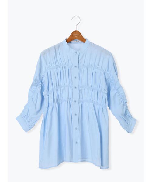 Lugnoncure（ルノンキュール）の「シャーリングバンドカラーシャツ（シャツ/ブラウス・レディース・オフホワイト/ブルー/グレー・F）」の15枚目の写真