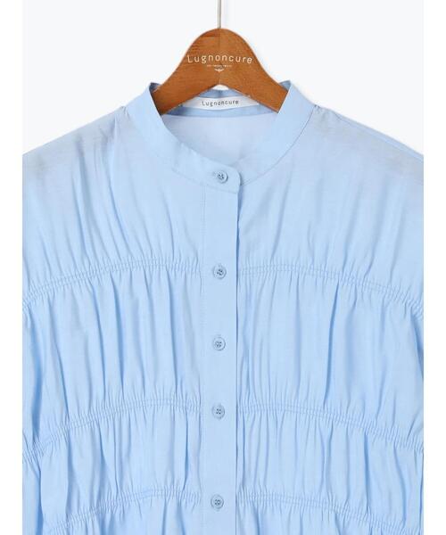 Lugnoncure（ルノンキュール）の「シャーリングバンドカラーシャツ（シャツ/ブラウス・レディース・オフホワイト/ブルー/グレー・F）」の17枚目の写真