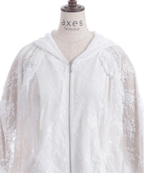 axes femme（アクシーズファム）の「レースロングパーカー（パーカー・レディース・ホワイト/ブラック・FREE）」の7枚目の写真