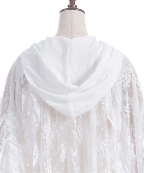 axes femme（アクシーズファム）の「レースロングパーカー（パーカー・レディース・ホワイト/ブラック・FREE）」の4枚目の写真