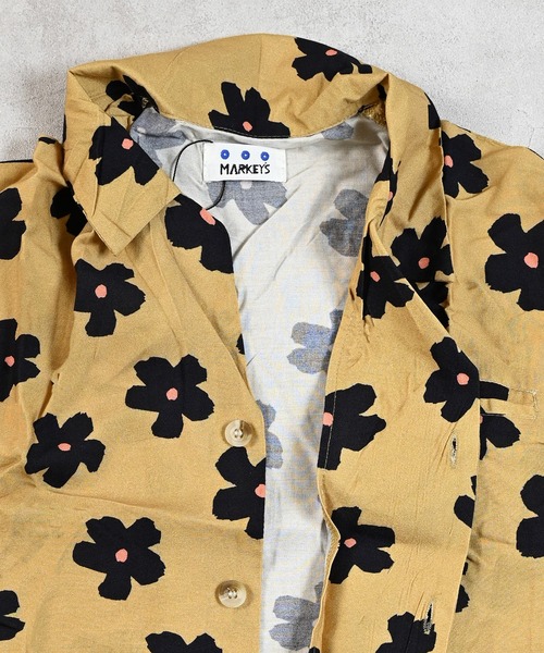 MARKEY'S（マーキーズ）の「総柄オープンカラー半袖シャツ/おとな（シャツ/ブラウス・レディース・ブルー/ベージュ・170cm）」の6枚目の写真