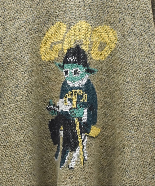 bedsidedrama トランプモチーフニット ベージュ bedsidedrama (ベッド