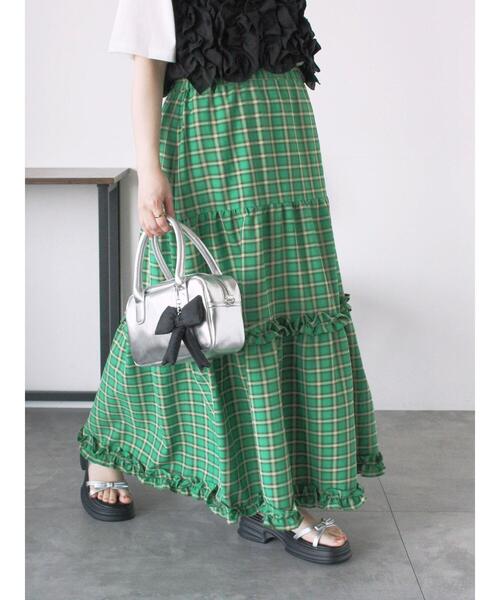 ehka sopo（エヘカソポ）の「チェックティアードスカート（スカート・レディース・サックスブルー/オレンジ/グリーン・F）」の5枚目の写真