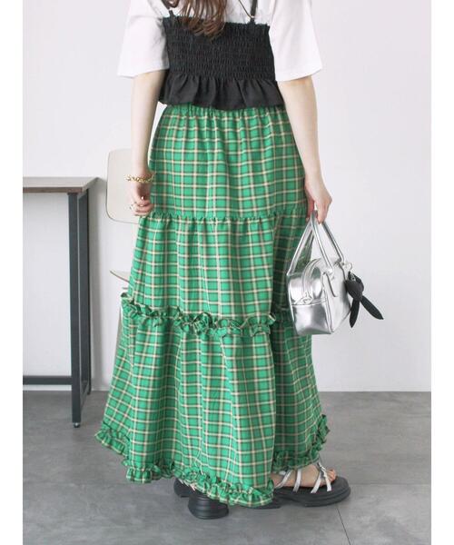 ehka sopo（エヘカソポ）の「チェックティアードスカート（スカート・レディース・サックスブルー/オレンジ/グリーン・F）」の8枚目の写真