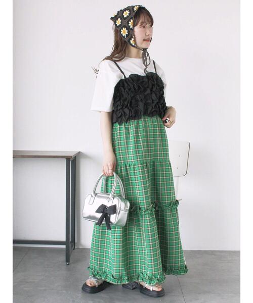 ehka sopo（エヘカソポ）の「チェックティアードスカート（スカート・レディース・サックスブルー/オレンジ/グリーン・F）」の9枚目の写真