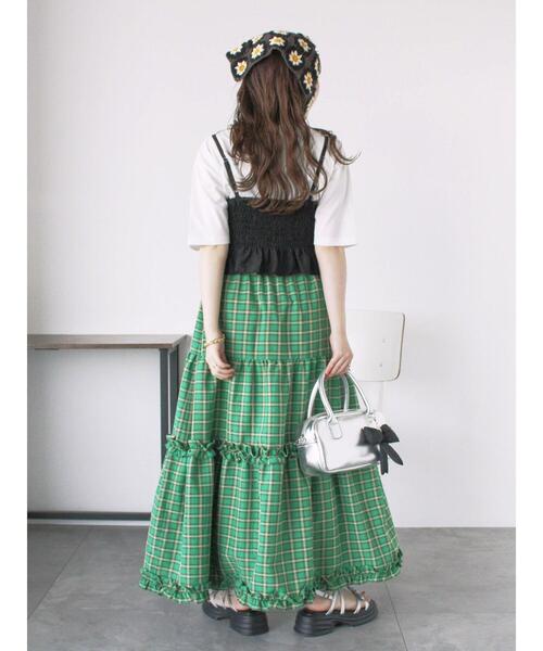 ehka sopo（エヘカソポ）の「チェックティアードスカート（スカート・レディース・サックスブルー/オレンジ/グリーン・F）」の12枚目の写真