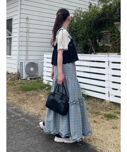 ehka sopo（エヘカソポ）の「チェックティアードスカート（スカート・レディース・サックスブルー/オレンジ/グリーン・F）」の17枚目の写真