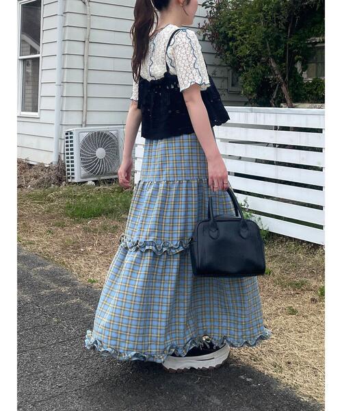 ehka sopo（エヘカソポ）の「チェックティアードスカート（スカート・レディース・サックスブルー/オレンジ/グリーン・F）」の18枚目の写真