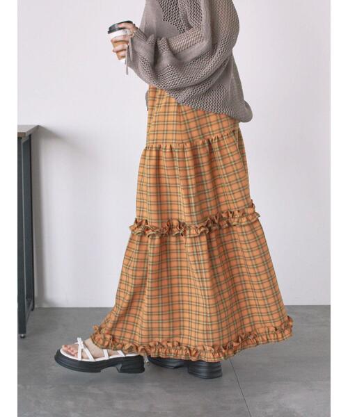 ehka sopo（エヘカソポ）の「チェックティアードスカート（スカート・レディース・サックスブルー/オレンジ/グリーン・F）」の20枚目の写真