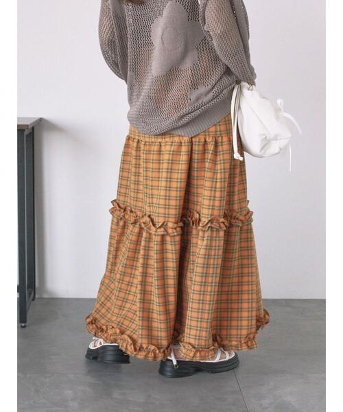 ehka sopo（エヘカソポ）の「チェックティアードスカート（スカート・レディース・サックスブルー/オレンジ/グリーン・F）」の21枚目の写真