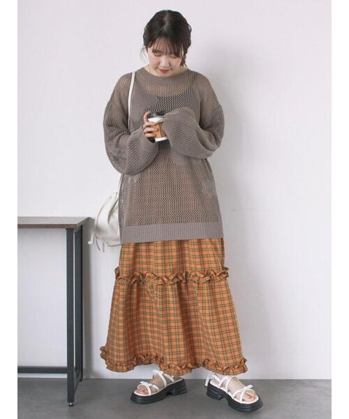 ehka sopo（エヘカソポ）の「チェックティアードスカート（スカート・レディース・サックスブルー/オレンジ/グリーン・F）」の22枚目の写真