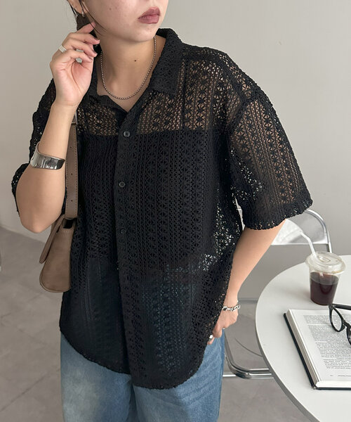 セール】【ユニセックス】スカシアミオープンカラーシャツ