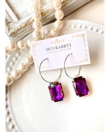 【MUURABBTI】スクエアビジューのファシネーションピアス(MA)