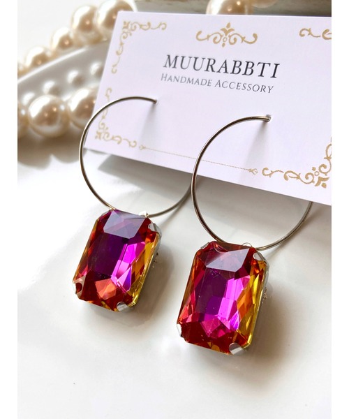 VIBGYOR(ヴィブジョー)の「【MUURABBTI】スクエアビジューのファシネーションピアス(MA)(ピアス(両耳用)・レディース・ライトグリーン/パープル/ブルー/ピンク/グリーン・FREE)」の18枚目の写真