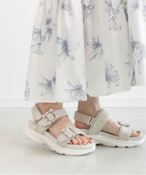 RANDA（ランダ）の「ビジューバックルグリッタースポーツサンダル（サンダル・レディース・ブラック/シルバー/ゴールド・S/M/L/LL）」の8枚目の写真