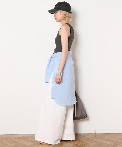 AP STUDIO(エーピーストゥディオ)の「【TanC TOKYO/タンクトウキョウ】ベビーリブスキントップ(タンクトップ・レディース・ホワイト/チャコールグレー・FREE)」の8枚目の写真