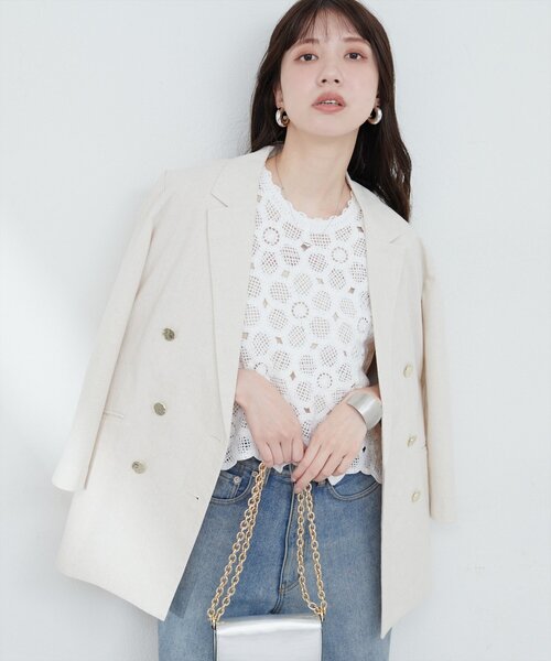natural couture(ナチュラルクチュール)の「かぎ針ニットトップス(ニット/セーター・レディース・ベージュ/オフホワイト・FREE)」の7枚目の写真