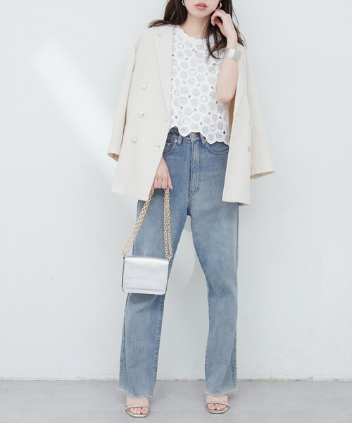natural couture(ナチュラルクチュール)の「かぎ針ニットトップス(ニット/セーター・レディース・ベージュ/オフホワイト・FREE)」の8枚目の写真