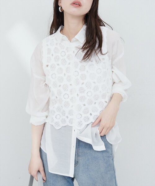natural couture(ナチュラルクチュール)の「かぎ針ニットトップス(ニット/セーター・レディース・ベージュ/オフホワイト・FREE)」の9枚目の写真